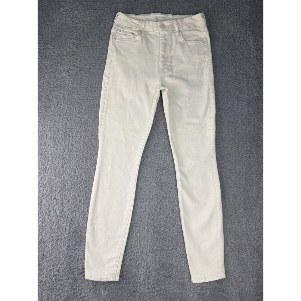 MOTHER High Waisted Looker Ankle Jeans Womens 27 Antique White Skinny Denim USA